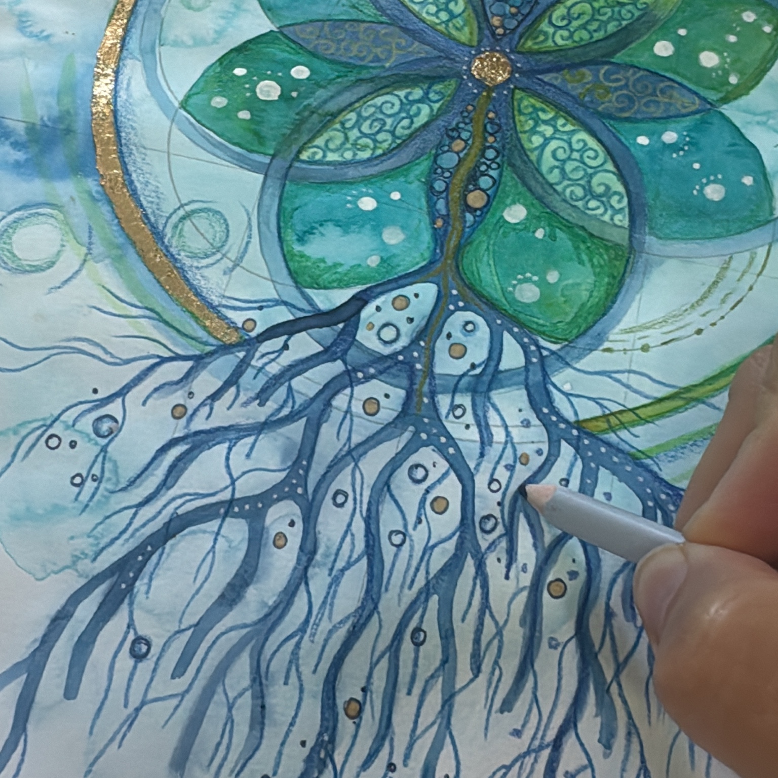 Kreatives Aquarellbild mit inneren Mustern